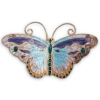 Silver Butterfly Enamel Pin Brooch