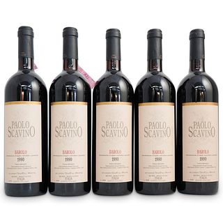 (5 Pc) 1990 Paolo Scavino Barolo Red Wine Bottles