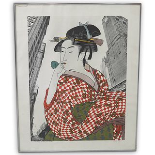 After Utamaro "Women Playing A Poppin" Lithograph