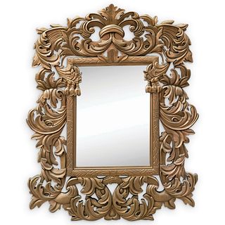 Contemporary Carved Wood Mirror