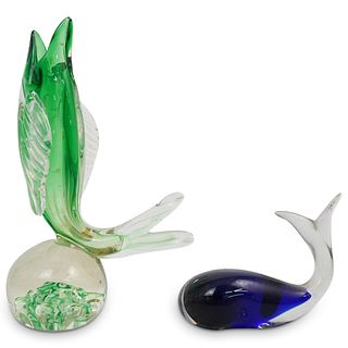(2Pc) Murano Glass Fish Sculptures