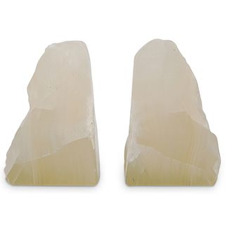 Pair of White Crystal Stone Bookends