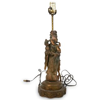 Chinese Soapstone Carved Figural Lamp