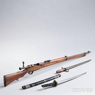 Japanese Rifle, Bayonet, and Wakizashi