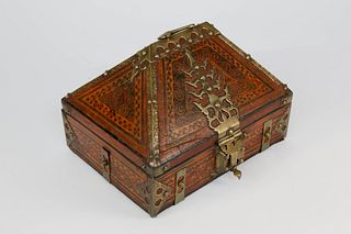 Brass-mounted Polychrome Wood Writing Case, Kerala, South India, 19th century
