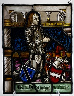 In the Style Late Medieval Stained Glass Panel