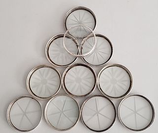 11 Sterling Silver and Crystal Coasters