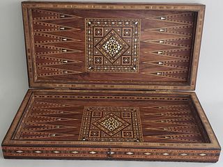 Vintage Damascus Inlaid Folding Game Box