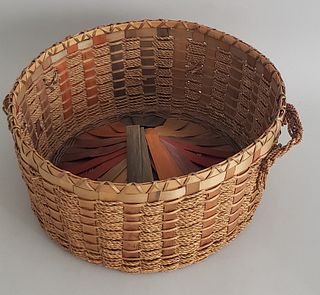 Vintage New Hampshire Splint and Twine Woven Basket
