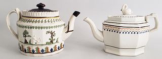 Two French Soft-paste Porcelain Covered Tea Pots, 19th Century