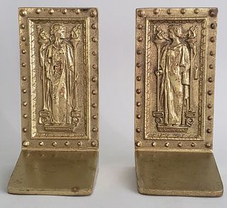 Virginia Metalcrafters Brass Figural Bookends