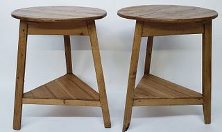 Pair of Vintage English Pine Cricket Tables