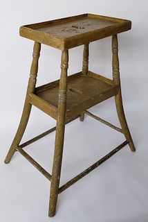 American Paint Decorated Two Tier Side Table, 19th Century