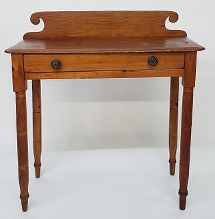 American Sheraton Pine One Drawer Side Table, 19th Century