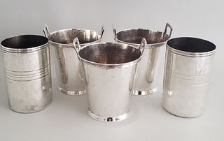 Five Christofle and Ralph Lauren Silver Plated Ice Buckets and Chillers