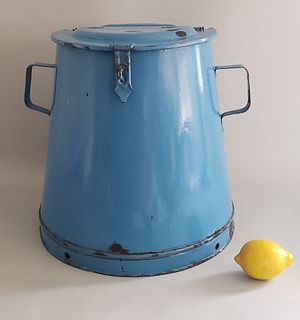 Vintage French Blue Enameled Kitchen Cooking Apparatus