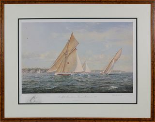 Richard Loud Limited Edition Offset Lithograph "A Match Race Between Xara and Baboon in 1888"
