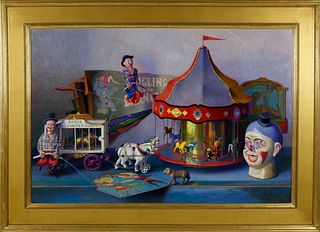 Sid Willis Oil on Panel "Carousel"