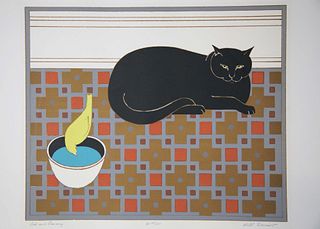 Will Barnet Limited Edition Serigraph on Paper "Cat and Canary" Ed.  69/225