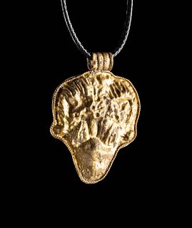 Achaemenid Persian Gold Repousse Pendant w/ Ram