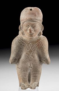Guangala Incised Pottery Ocarina - Standing Figure