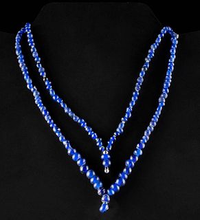 Fine Pair of Roman Cobalt Glass Bead Necklaces