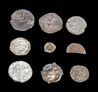 Lot of 9 Medieval European & Afghanistan Silver Coins