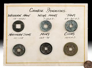 6 Chinese Han to Qing Bronze, Copper & Brass Coins