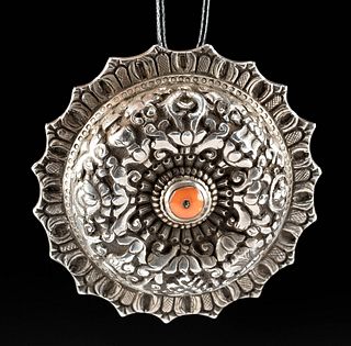 Antique Tibetan Silver & Coral Pendant, Wearable!