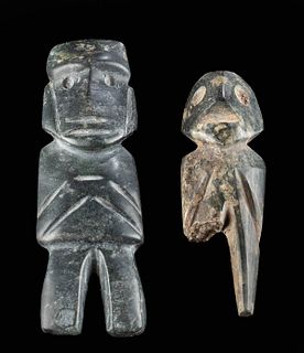 Two Guerrero Mezcala Stone Axe God Figures