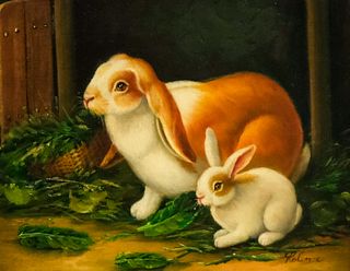 Oil on Canvas, Rabbits