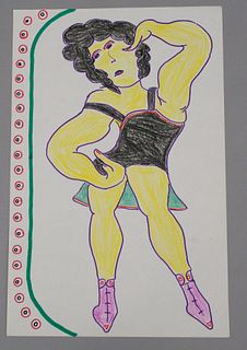Lewis Smith, Lady Wrestler with Purple Boots