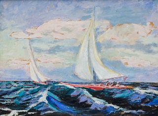 Impressionist Seascape With Sailboats