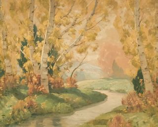 Cecil Chichester, Stream With Birch Trees
