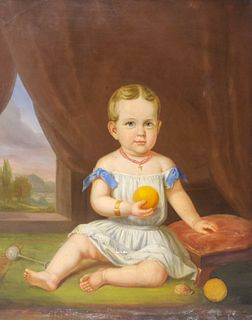 American School, Portrait of a Child With Orange