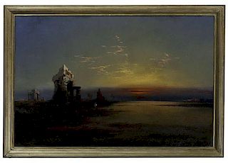 Egyptian Night - Ruins and Sunset by James Hamilton 