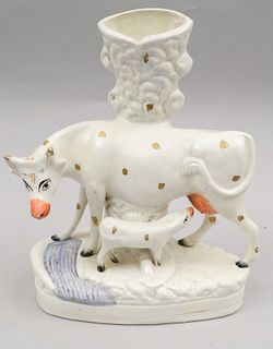 Staffordshire Figural Cow Spill Vase