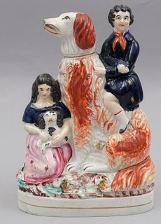 Staffordshire Figural Group of Children & Dogs