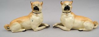 Pair of Staffordshire Pug Figurines
