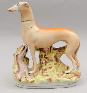 Large Staffordshire Figurine of a Greyhound & Hare