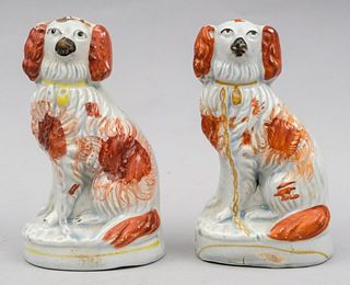 Lot of 2 Staffordshire Ginger Spaniel Figurines