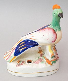 Staffordshire Figural Exotic Bird Quill Pen Holder