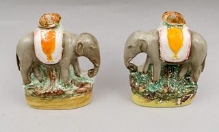 Pair of Staffordshire Elephant Spill Vases