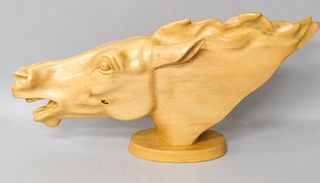 Alfonso Bini Carved Wood Horse Head Sculpture
