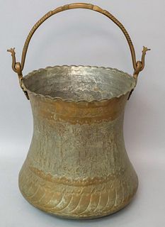 Indo Persian Etched & Tin Copper Bucket