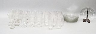 Group of Etched Glass Stemware & Dinnerware