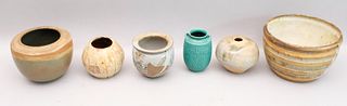 6 Mid Century Studio Art Pottery Vases