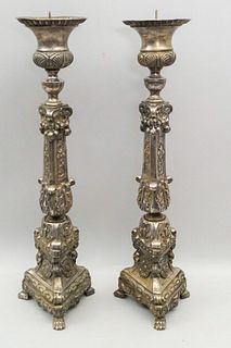 Pair of Renaissance Style Pricket Candlesticks