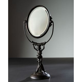 An Art Nouveau Figural Vanity Mirror