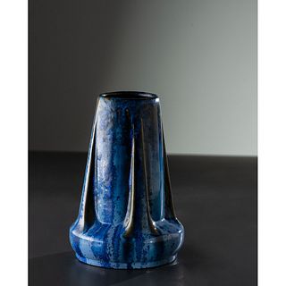 Fulper Pottery, Buttress Blue Vase with Crystal Glaze